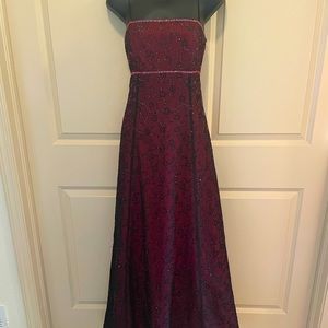 Floor length gown beautiful bead work, ties in back